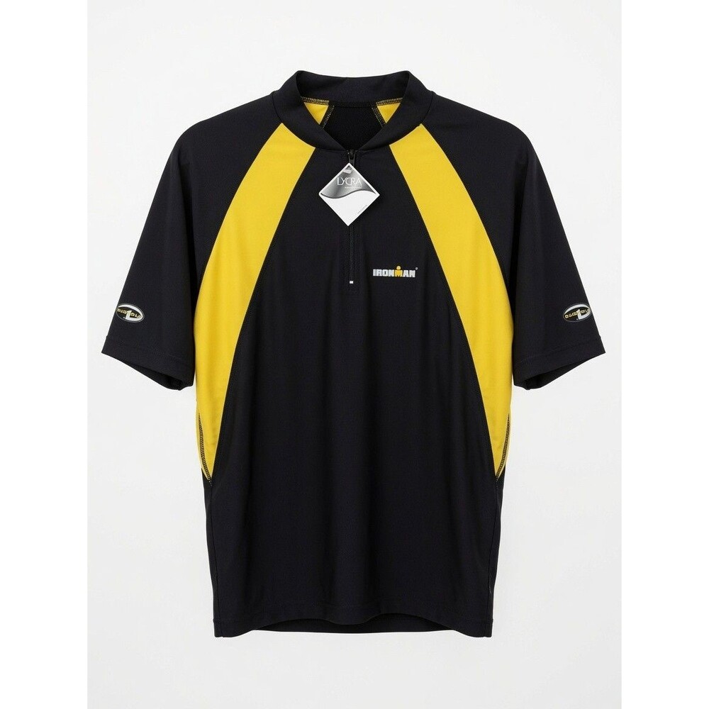 NWT IRONMAN Duofold Triathlon Shirt Jersey Cycling Womens Sz M Black Yellow S/S
